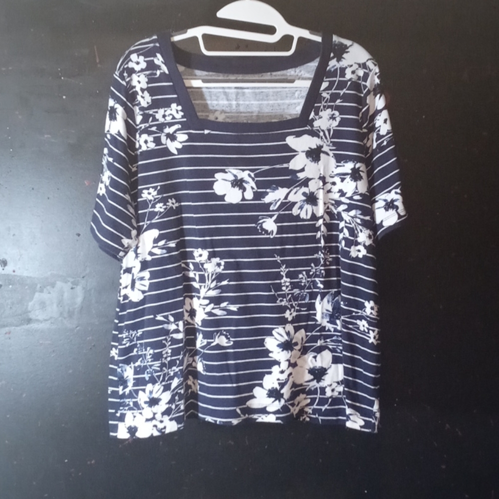 Navy shirt with white flowers